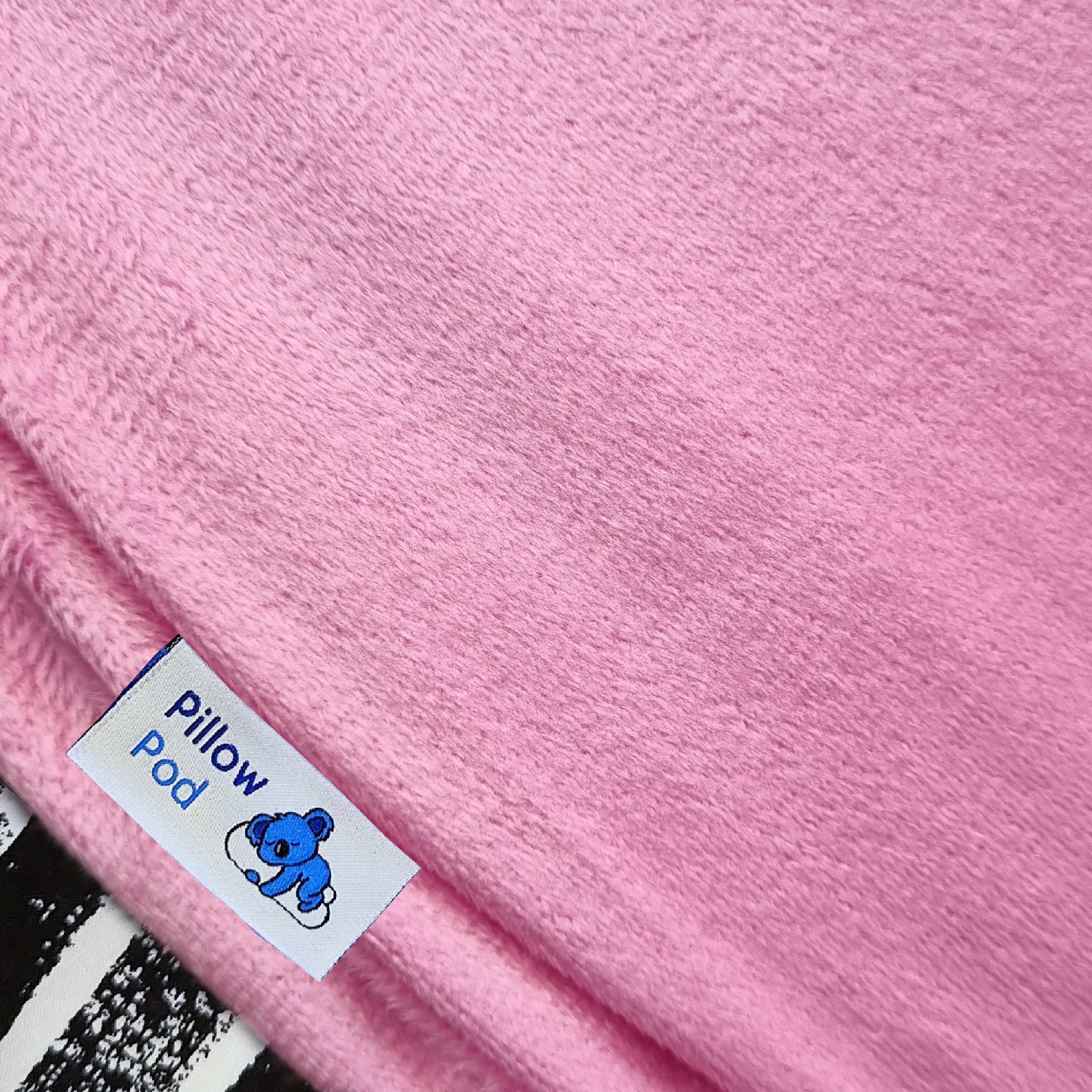 Pink Velvet Pillow Pod Case Close Up with Tag